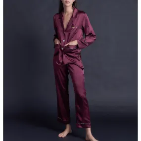 Annabel Pajama Top in Garnet Silk Charmeuse