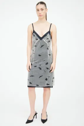 Black & White Floral Print Sheer Dress
