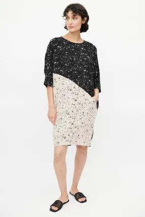 Black & White Speckled Print Dress
