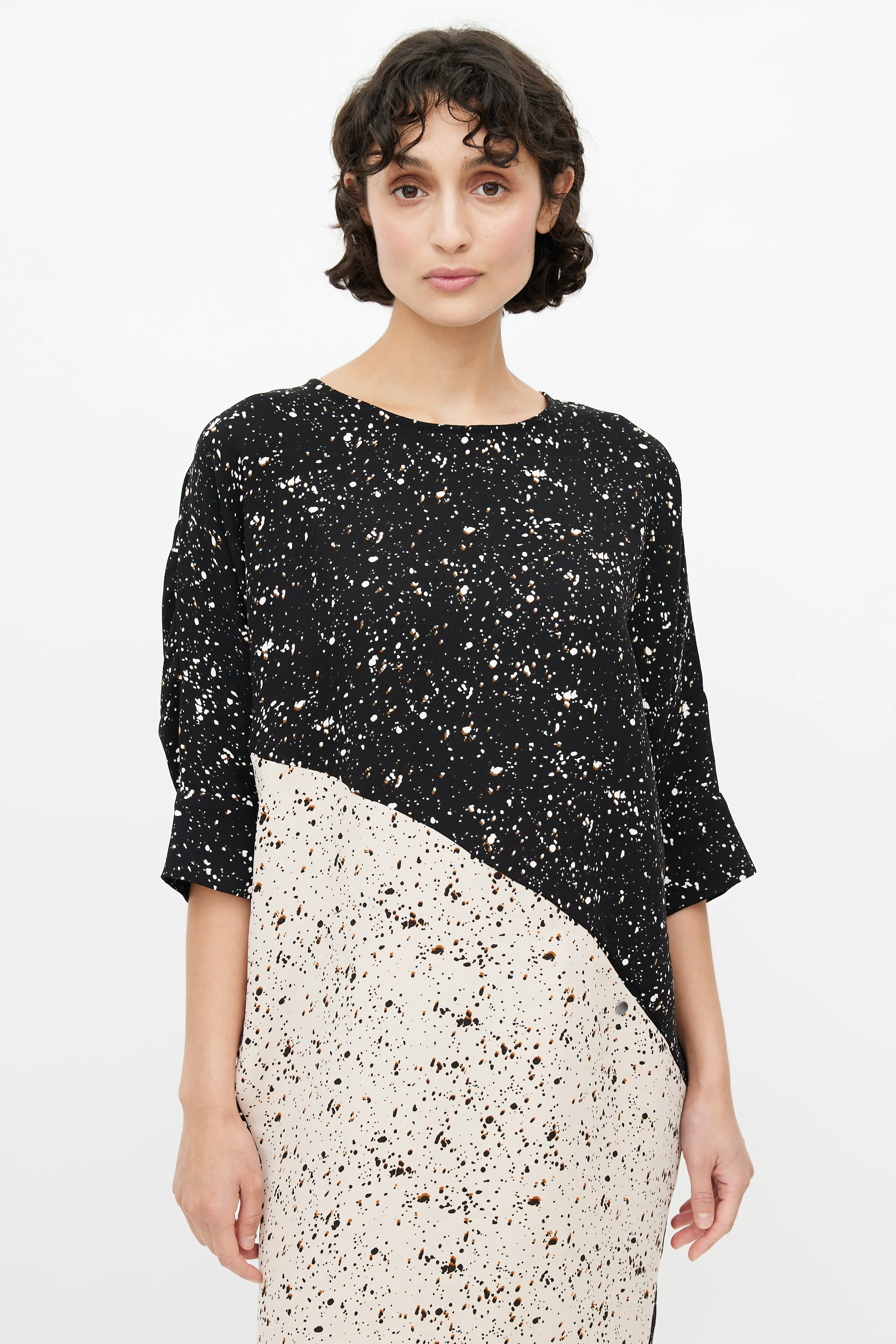 Black & White Speckled Print Dress