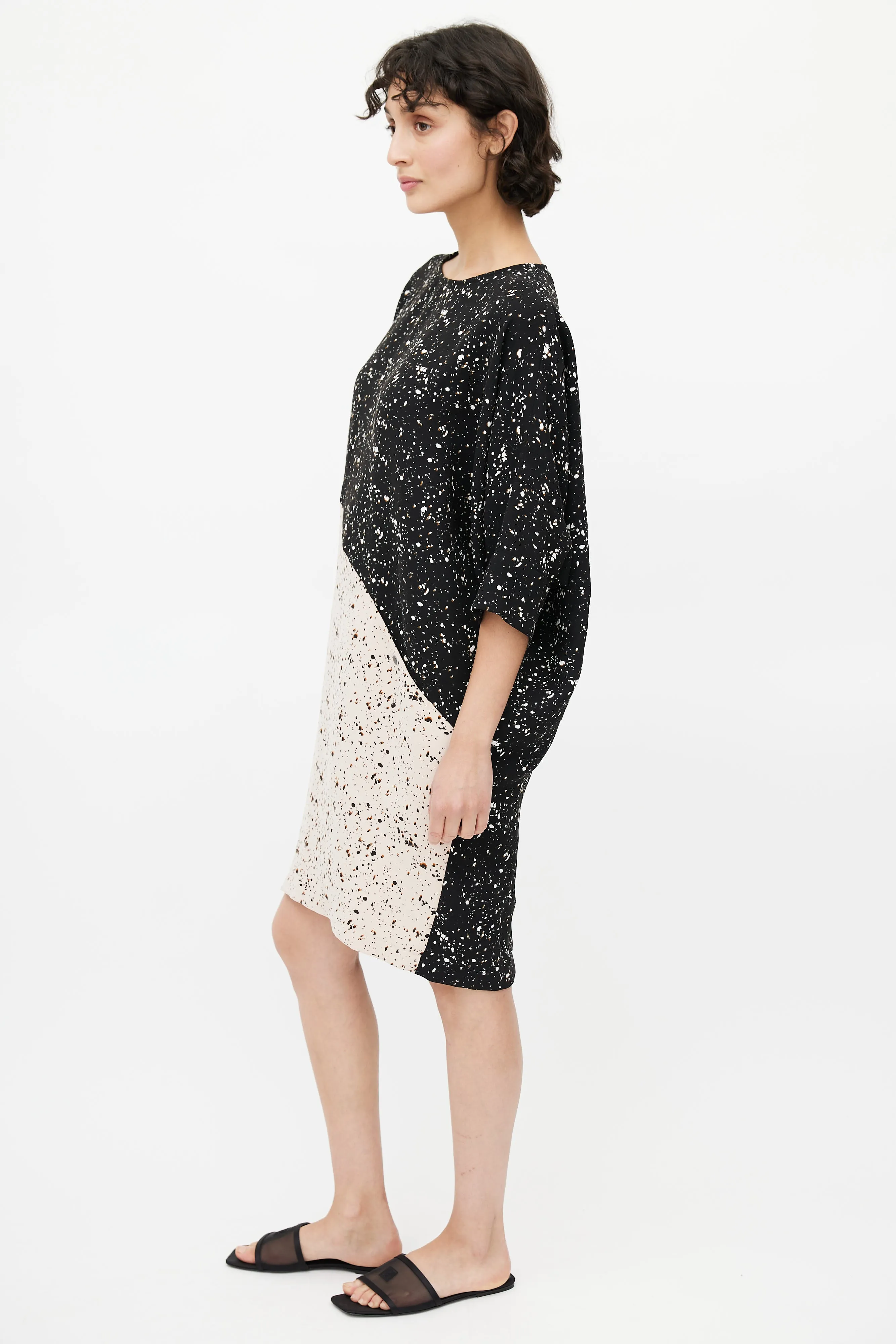 Black & White Speckled Print Dress