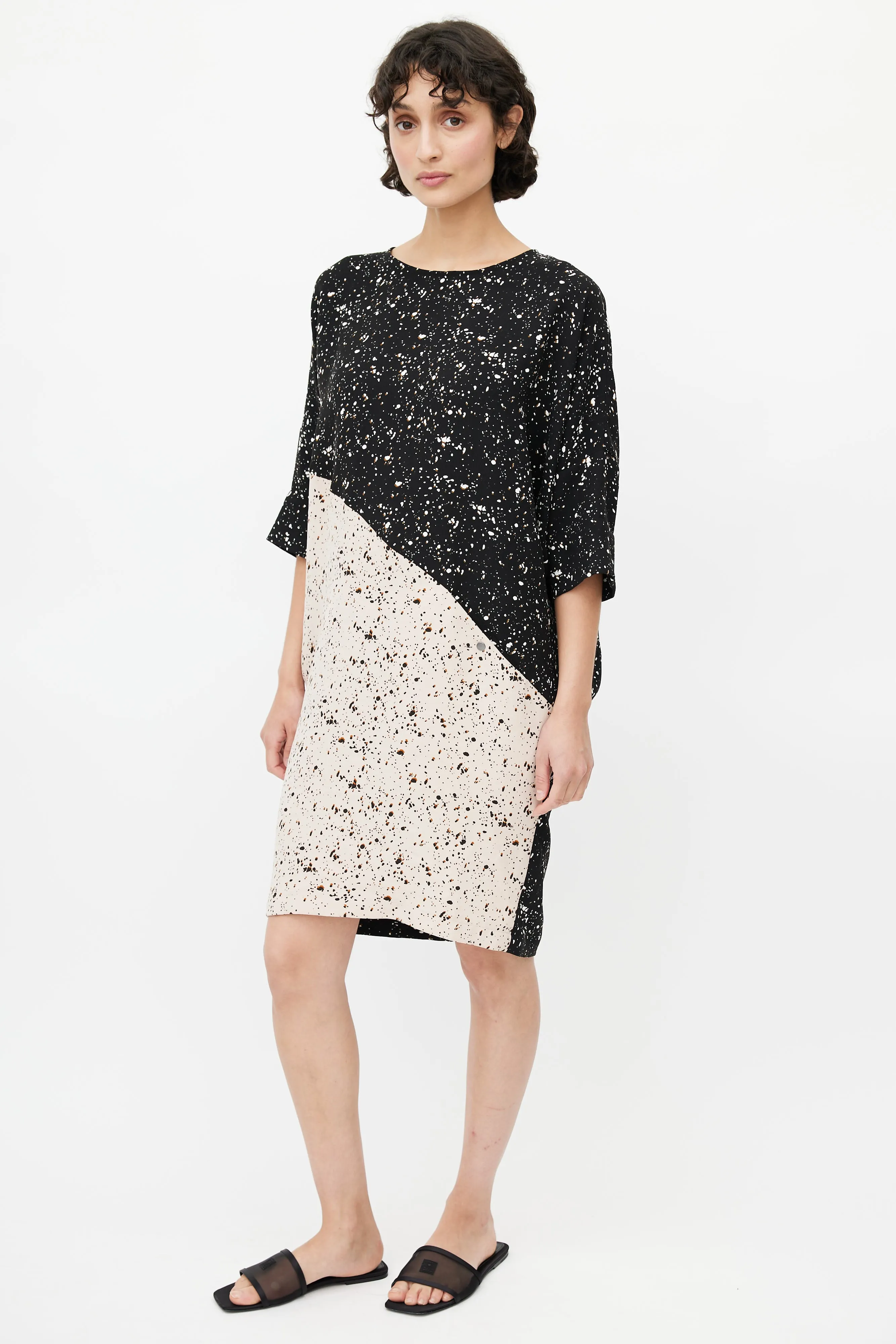 Black & White Speckled Print Dress