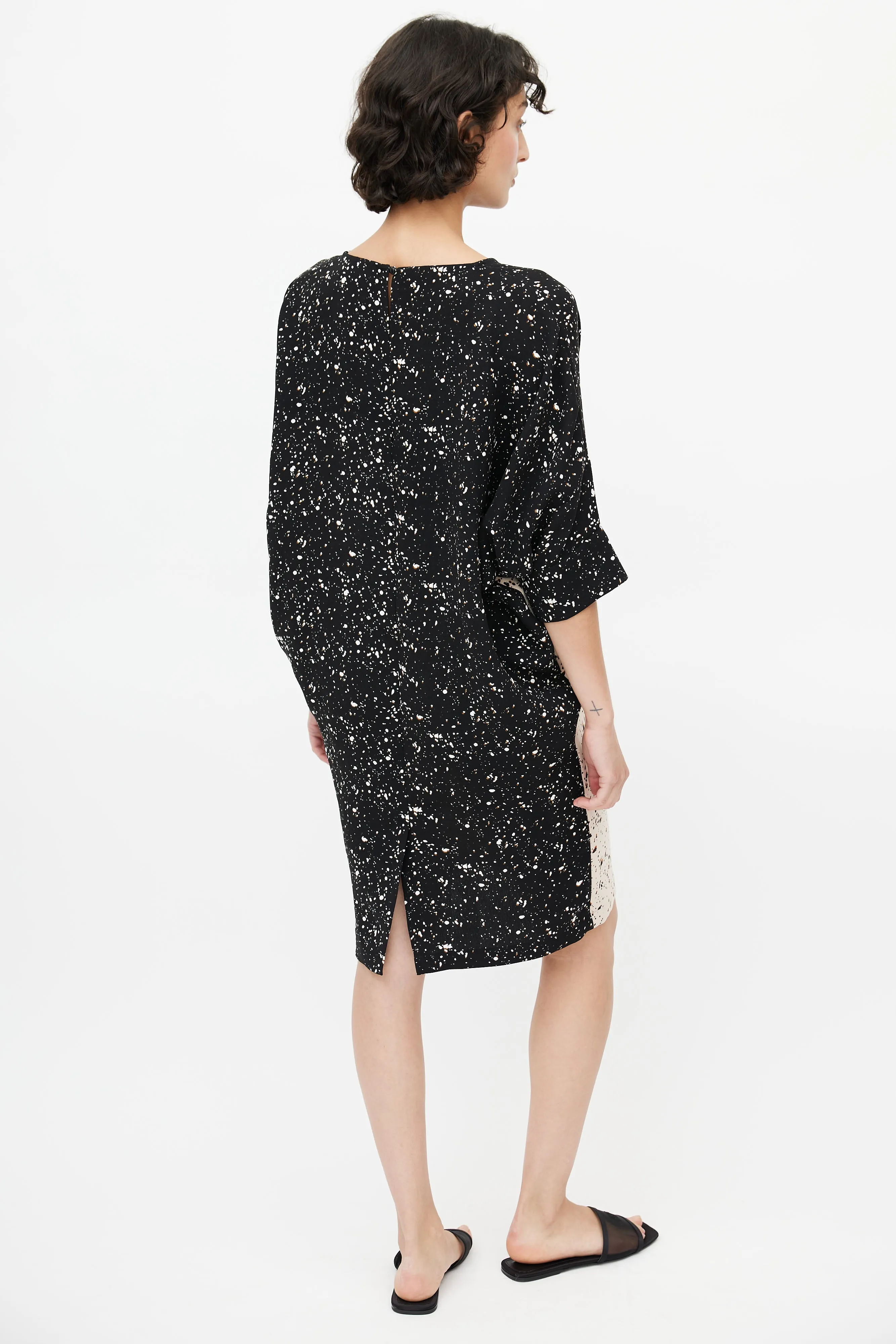 Black & White Speckled Print Dress