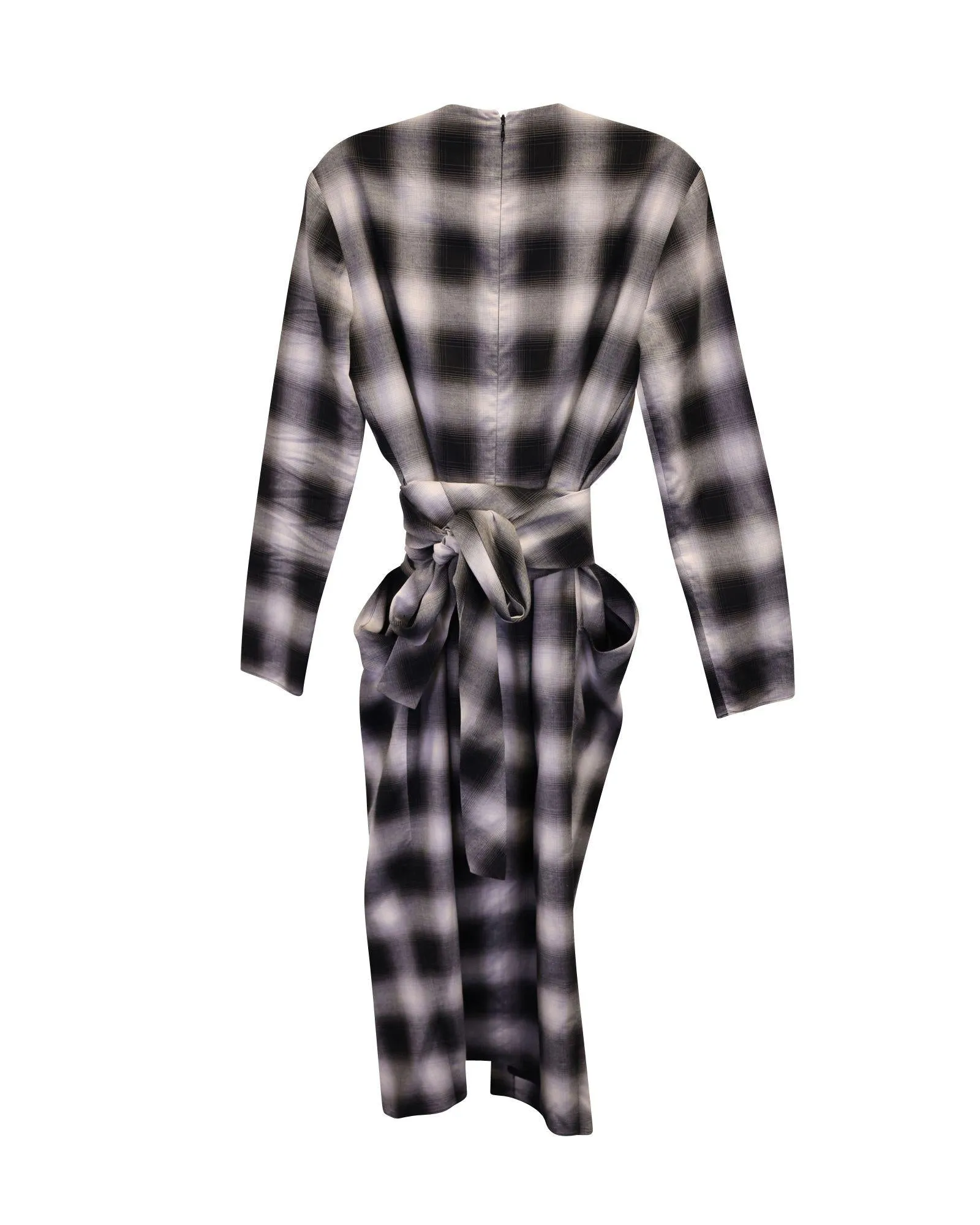Check Print Cotton Dress with Side Tie Detail