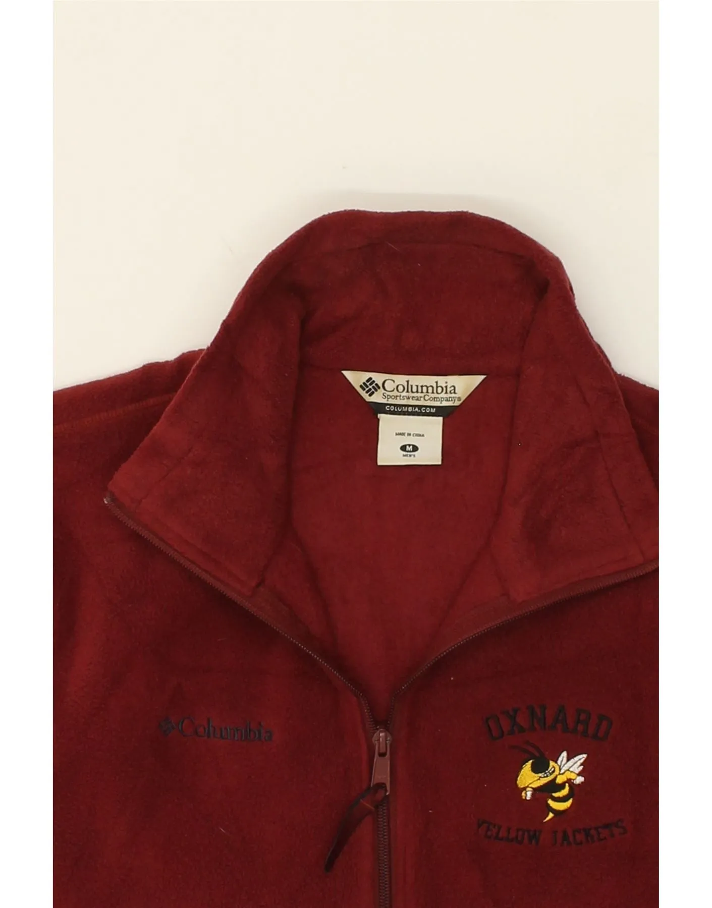 COLUMBIA Mens Graphic Fleece Gilet UK 38 Medium Burgundy Polyester