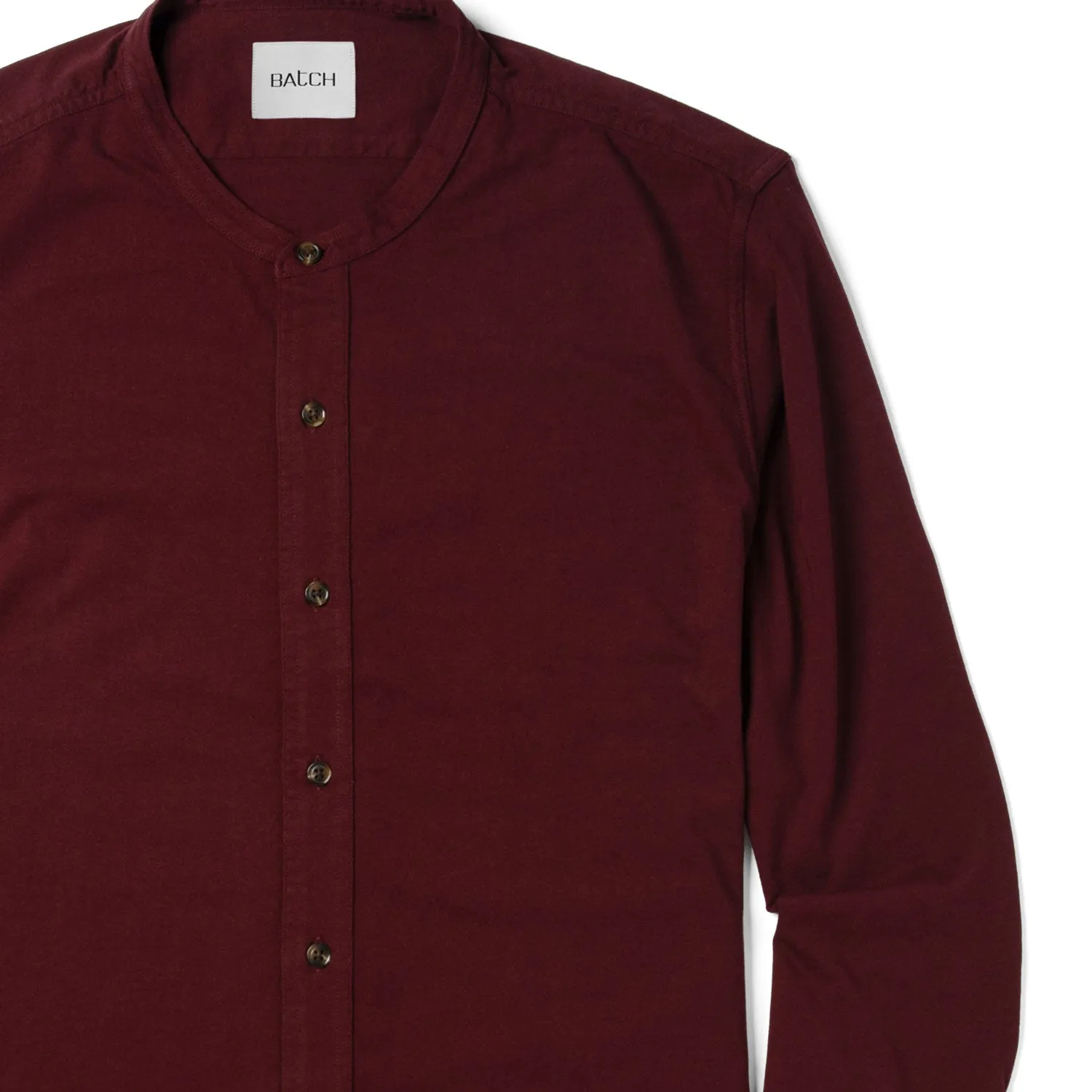 Essential Band Collar T-Shirt Shirt - Burgundy Cotton Jersey