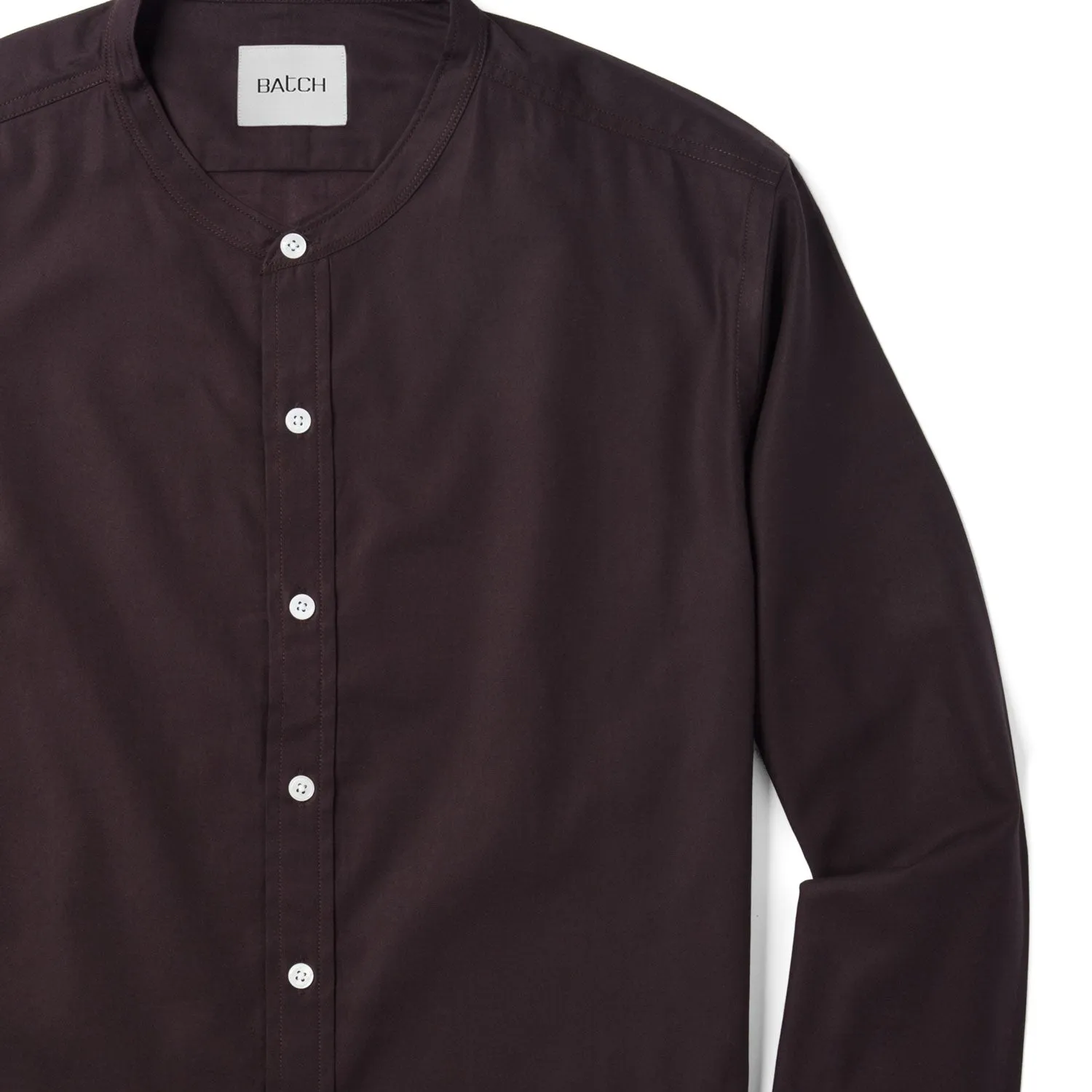 Essential Band Collar WB Casual Shirt - Dark Burgundy Mercerized Cotton
