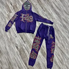 Fashionable and personalized retro skull full zip hoodie set