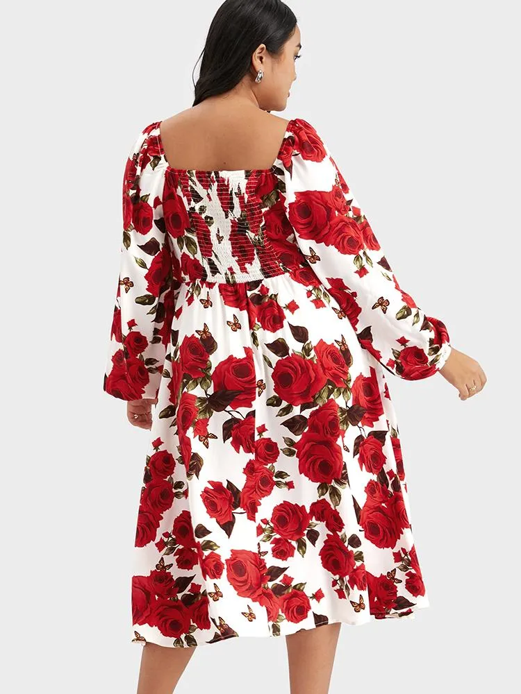 Floral Printing Split Dress