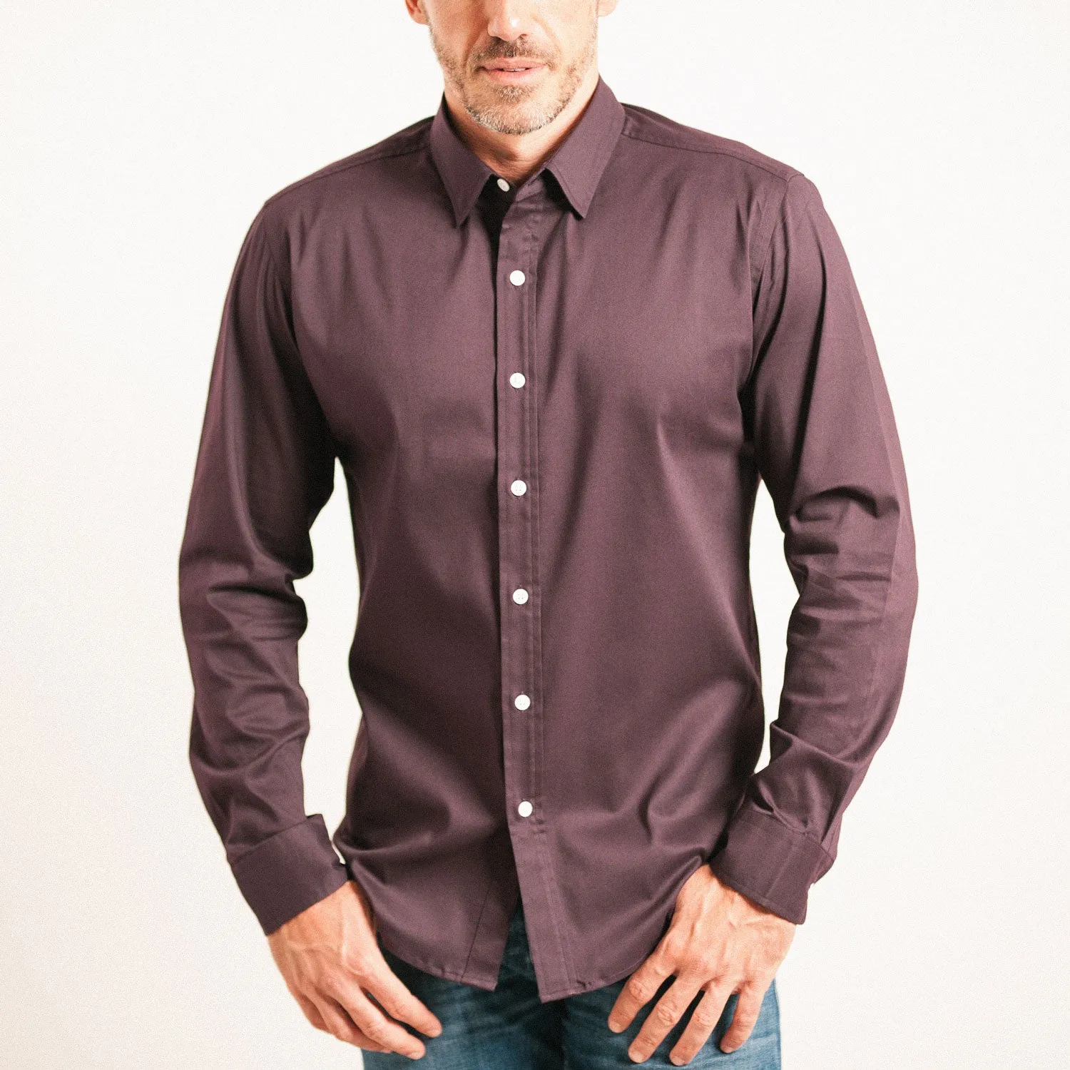 Focul - Burgundy Dot Shirt With Button Detail