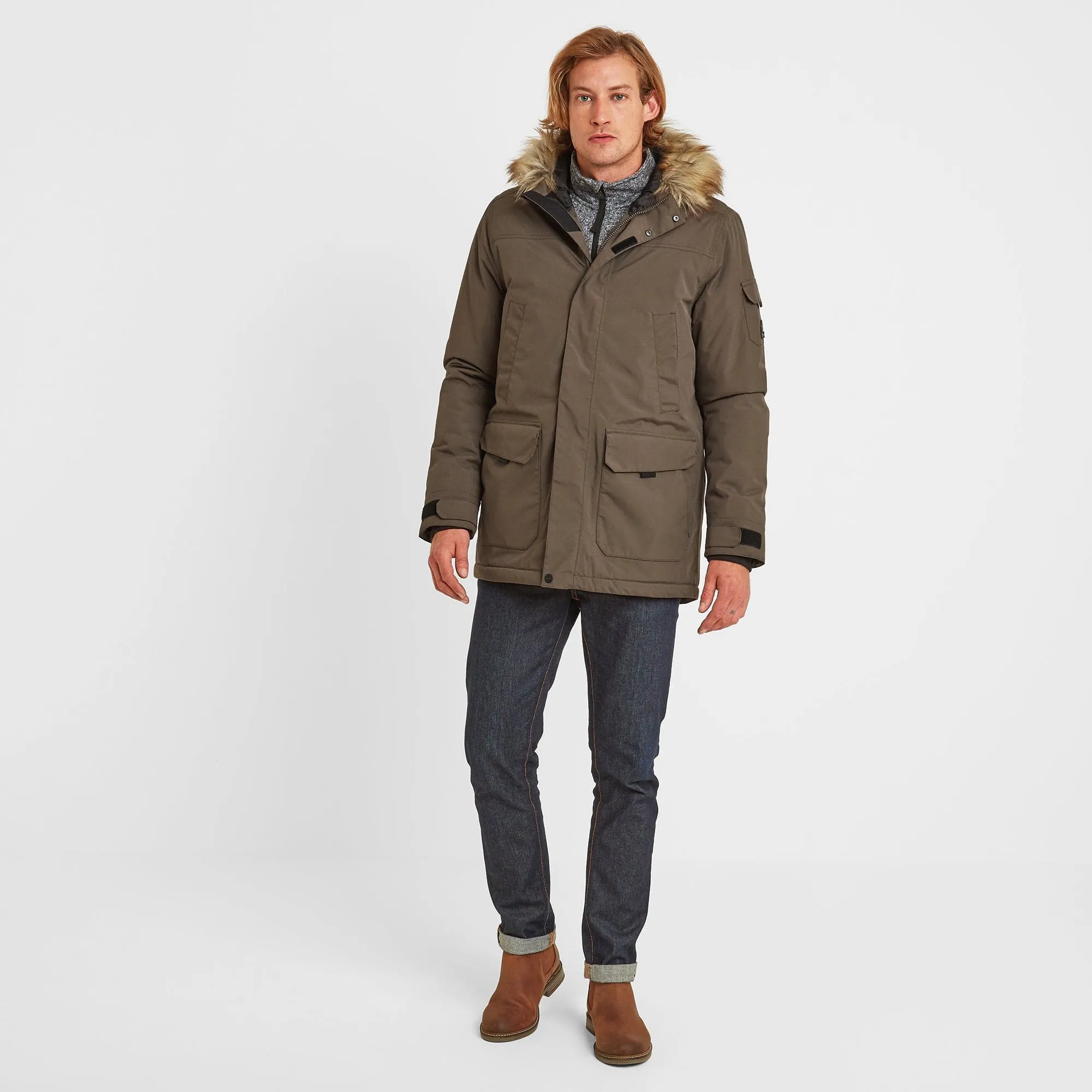 Garrick Mens Waterproof Parka - Dark Khaki