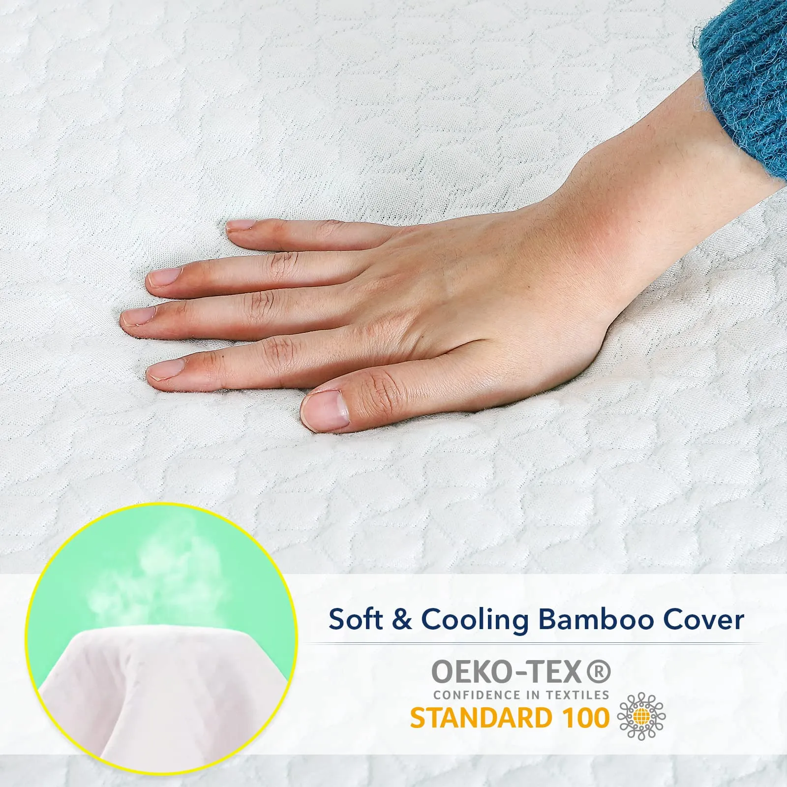 HOMHOUGO Mattress Topper Queen 2 Inch Dual Layer Memory Foam Mattress Topper with Bamboo Cover
