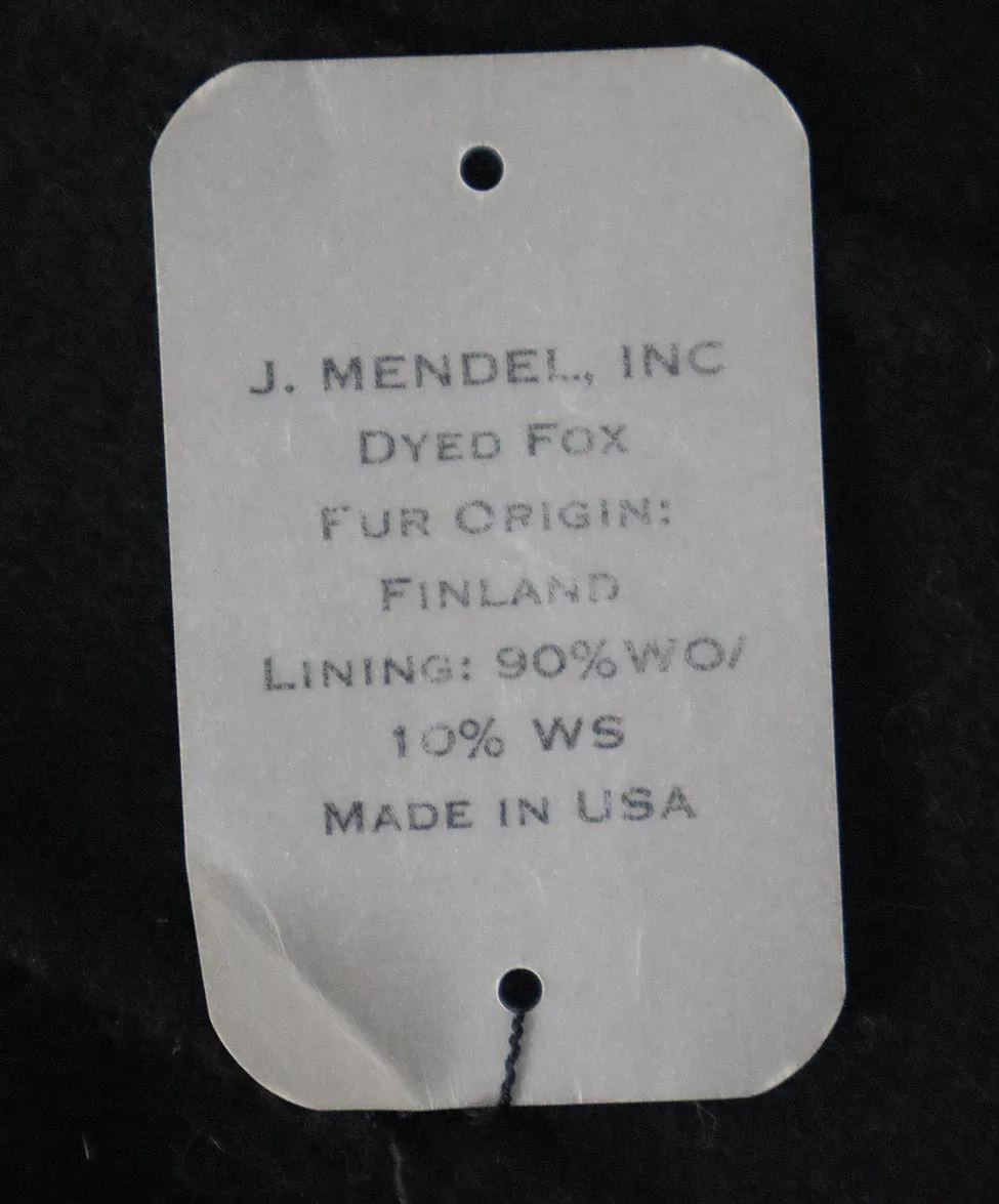 J. Mendel Black Cashmere Coat w/ Fox Trim sz 4