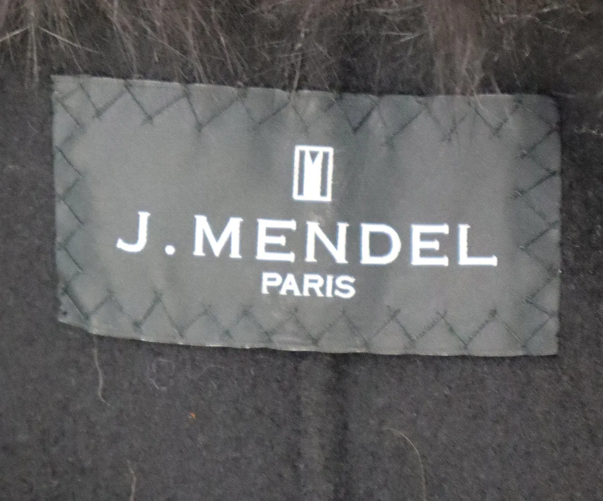 J. Mendel Black Cashmere Coat w/ Fox Trim sz 4