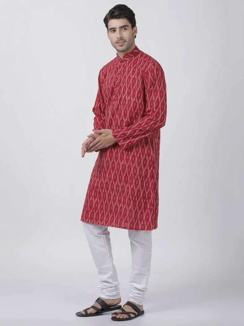 Jashvi Men's Maroon Pure Cotton Kurta and Pyjama Set