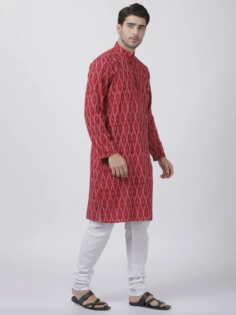 Jashvi Men's Maroon Pure Cotton Kurta and Pyjama Set