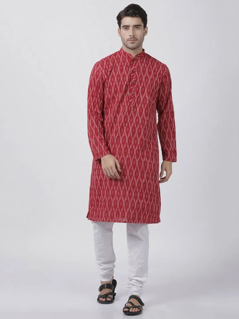 Jashvi Men's Maroon Pure Cotton Kurta and Pyjama Set