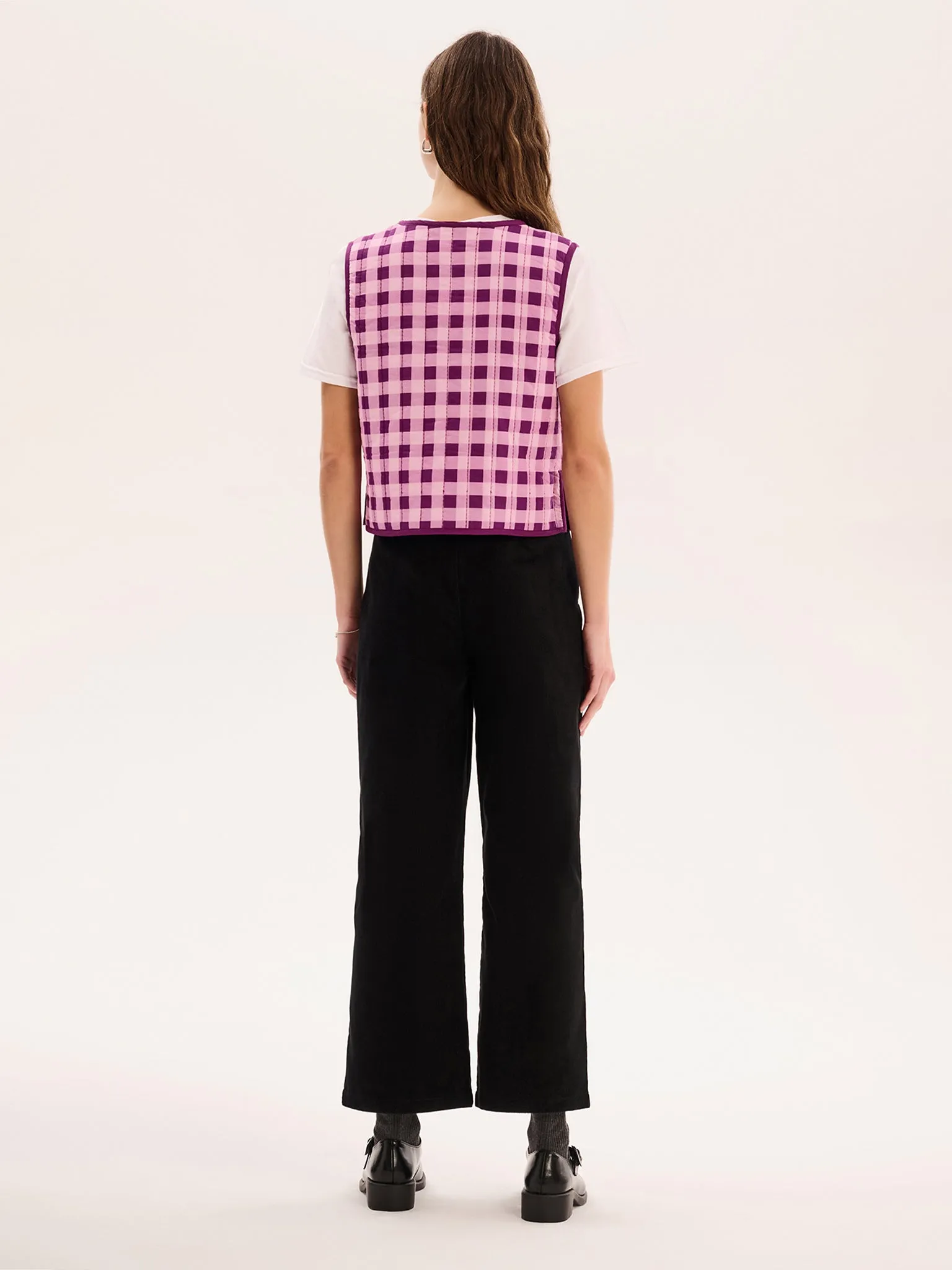 Jojo Quilted Gilet in Pink Gingham
