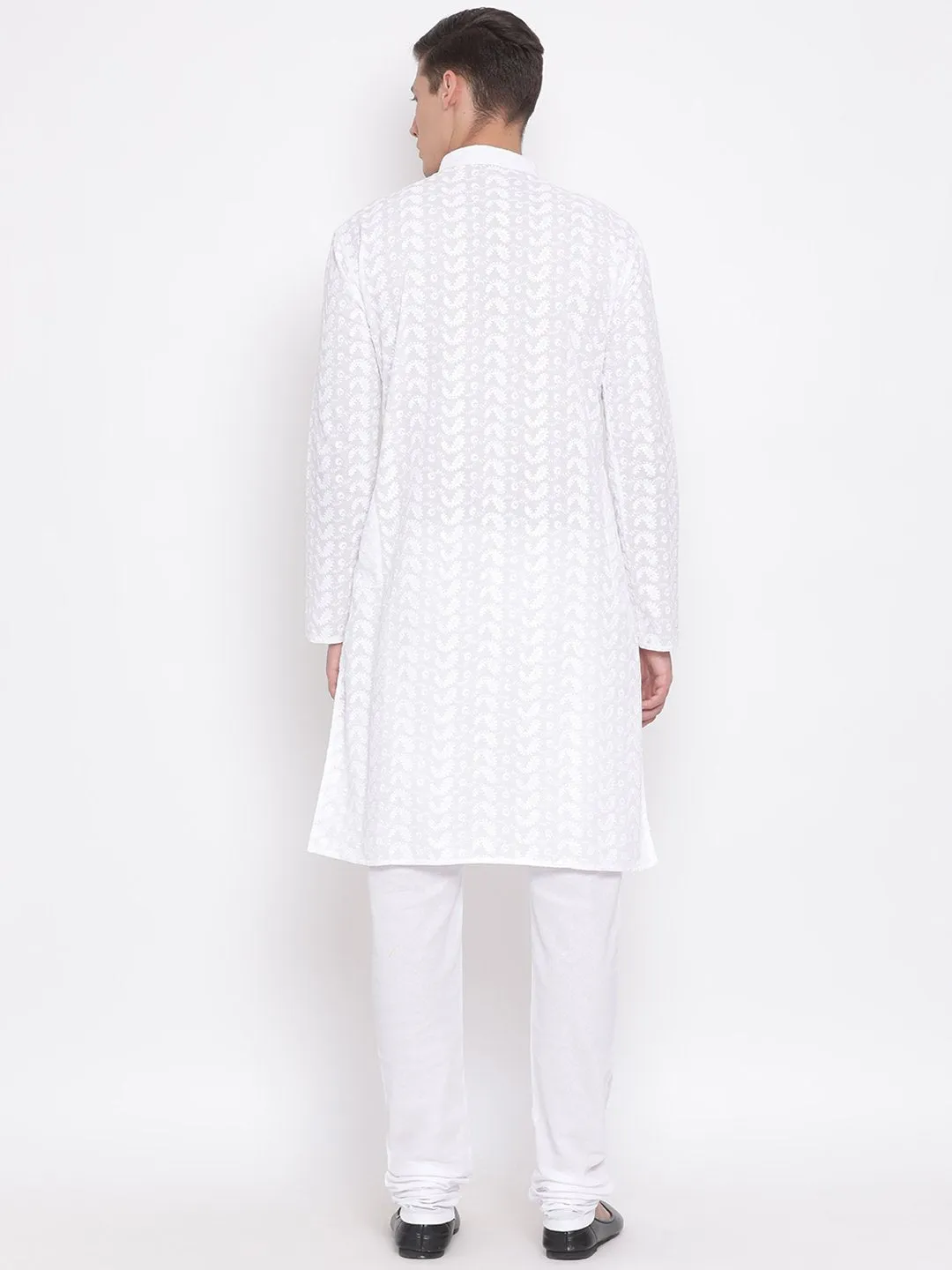 Men's White Pure Cotton Kurta and Pyjama Set - Vastramay