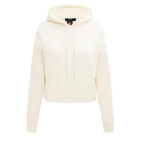 NBA ATLANTA HAWKS NEUTRAL WOMEN'S CROPPED PO HOODIE (EGGSHELL)