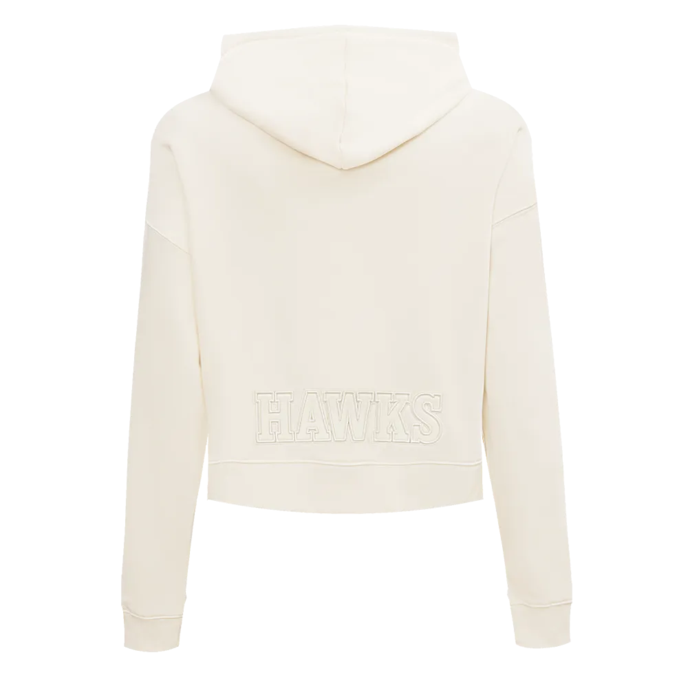 NBA ATLANTA HAWKS NEUTRAL WOMEN'S CROPPED PO HOODIE (EGGSHELL)