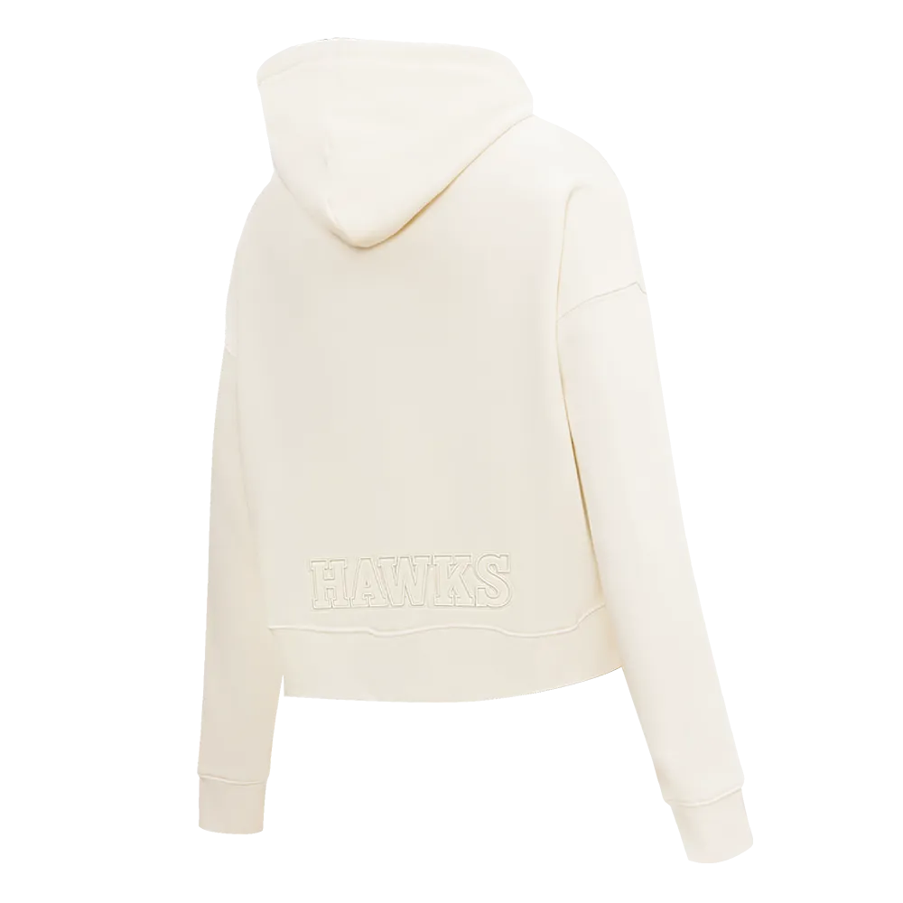 NBA ATLANTA HAWKS NEUTRAL WOMEN'S CROPPED PO HOODIE (EGGSHELL)