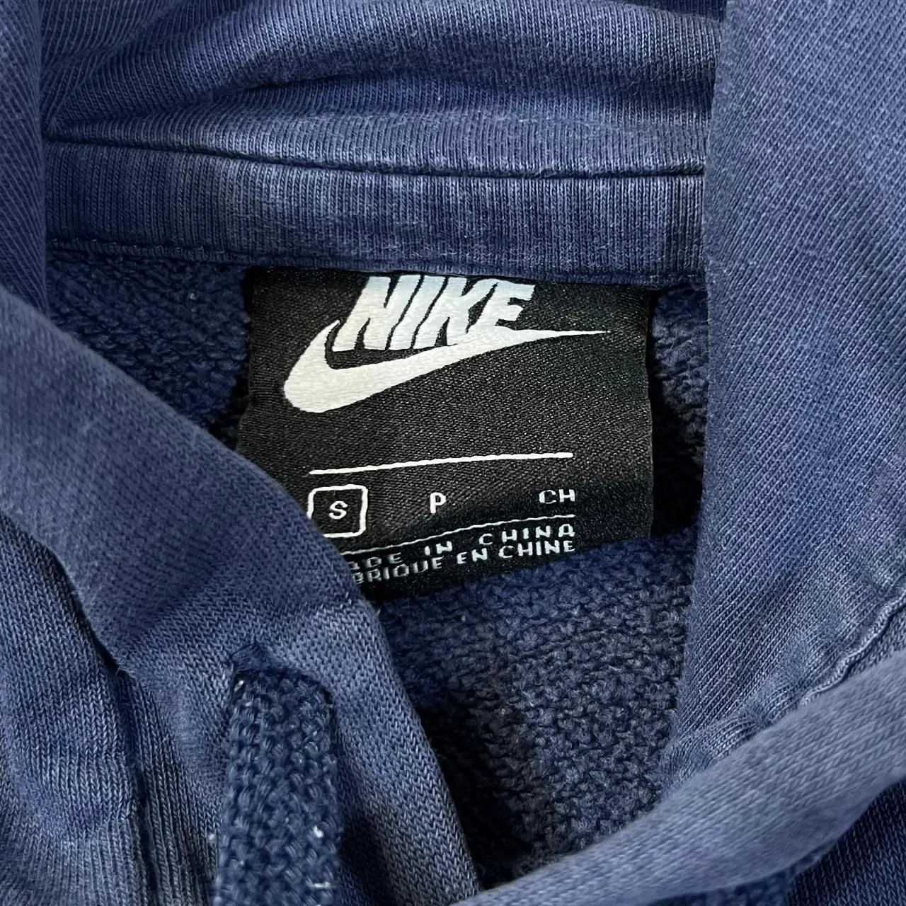 NIKE Classic Basic Embroidered Mini Logo Navy Blue Pullover Hoodie