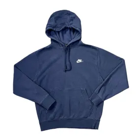 NIKE Classic Basic Embroidered Mini Logo Navy Blue Pullover Hoodie