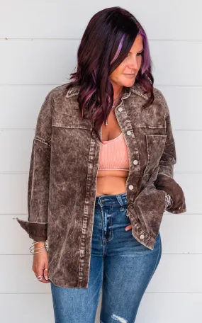 OVERSIZED PREMIUM VINTAGE WASHED CORDUROY SHACKET - Final Sale