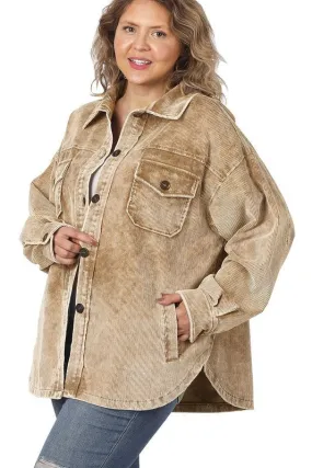 Plus Premium Vintage Oversized Corduroy Shacket