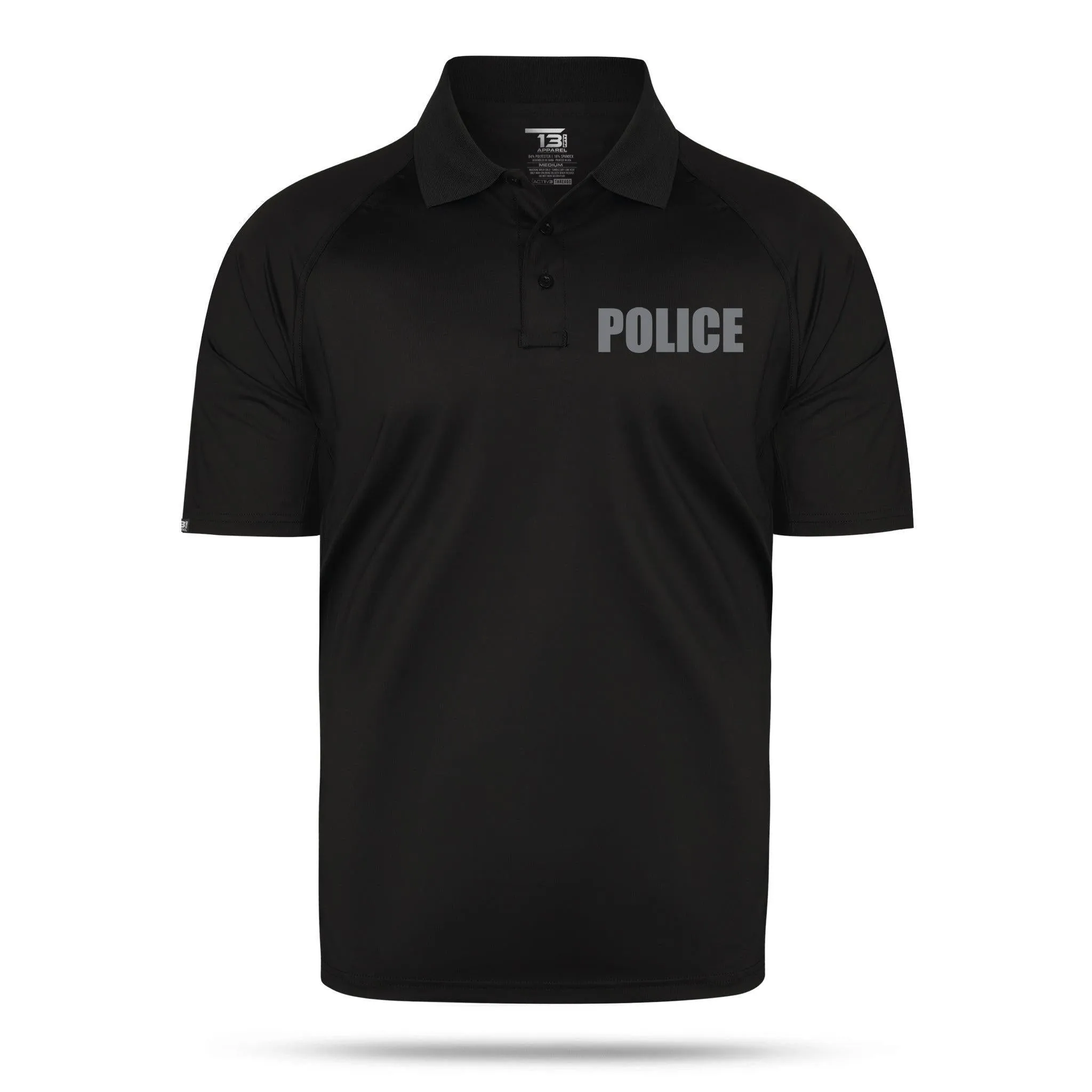 [POLICE] Reflective Men's Performance Polo [BLK/REF]