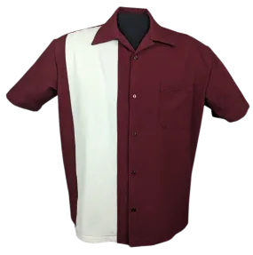PopCheck Single Wide Panel Bowling Shirt in Ruby/Cream