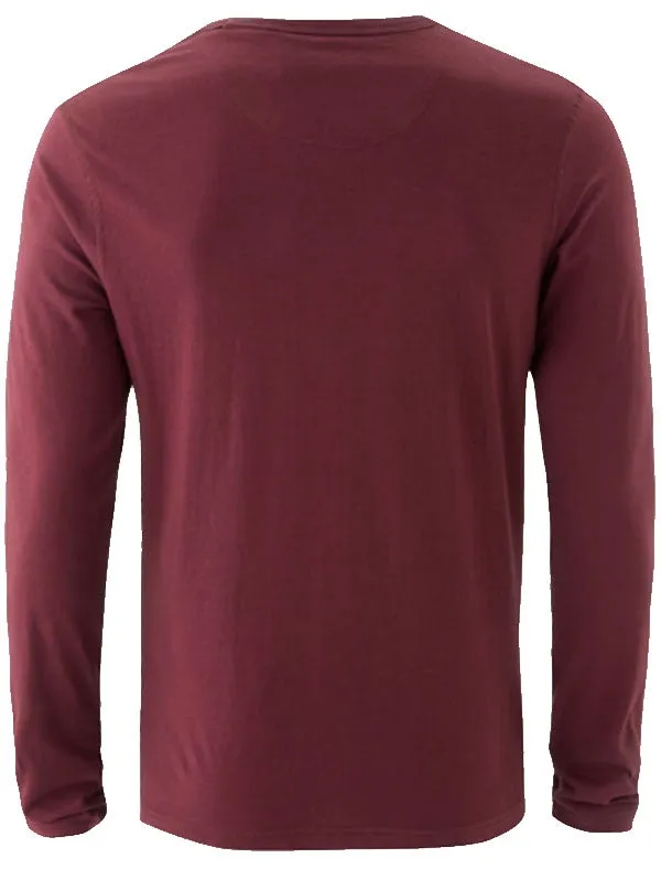 PragueC Long Sleeve Cotton Jersey Top in Burgundy