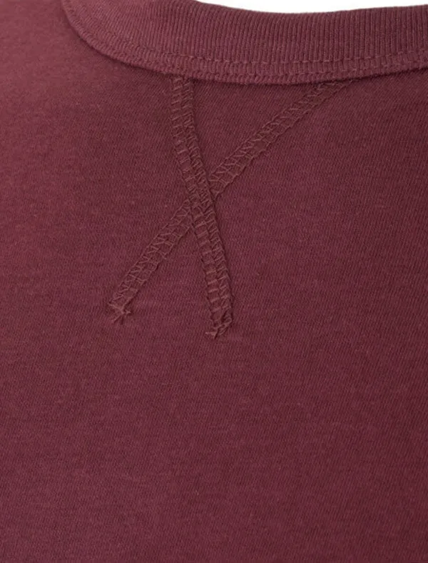 PragueC Long Sleeve Cotton Jersey Top in Burgundy