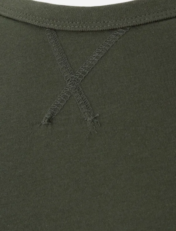 PragueC Long Sleeve Cotton Jersey Top in Khaki / Burgundy
