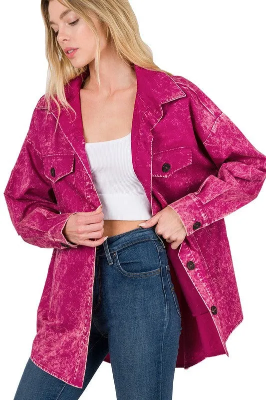 Premium Cotton Woven Vintage Washed Shacket