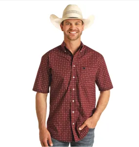 R1D3258 - Rock&Roll Men’s SS Button-UP Print Shirt
