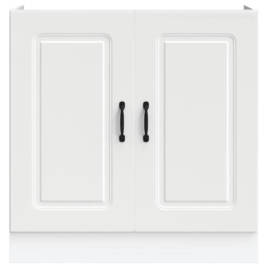 Sink Base Cabinet Kalmar White 80x46x81.5 cm Engineered Wood