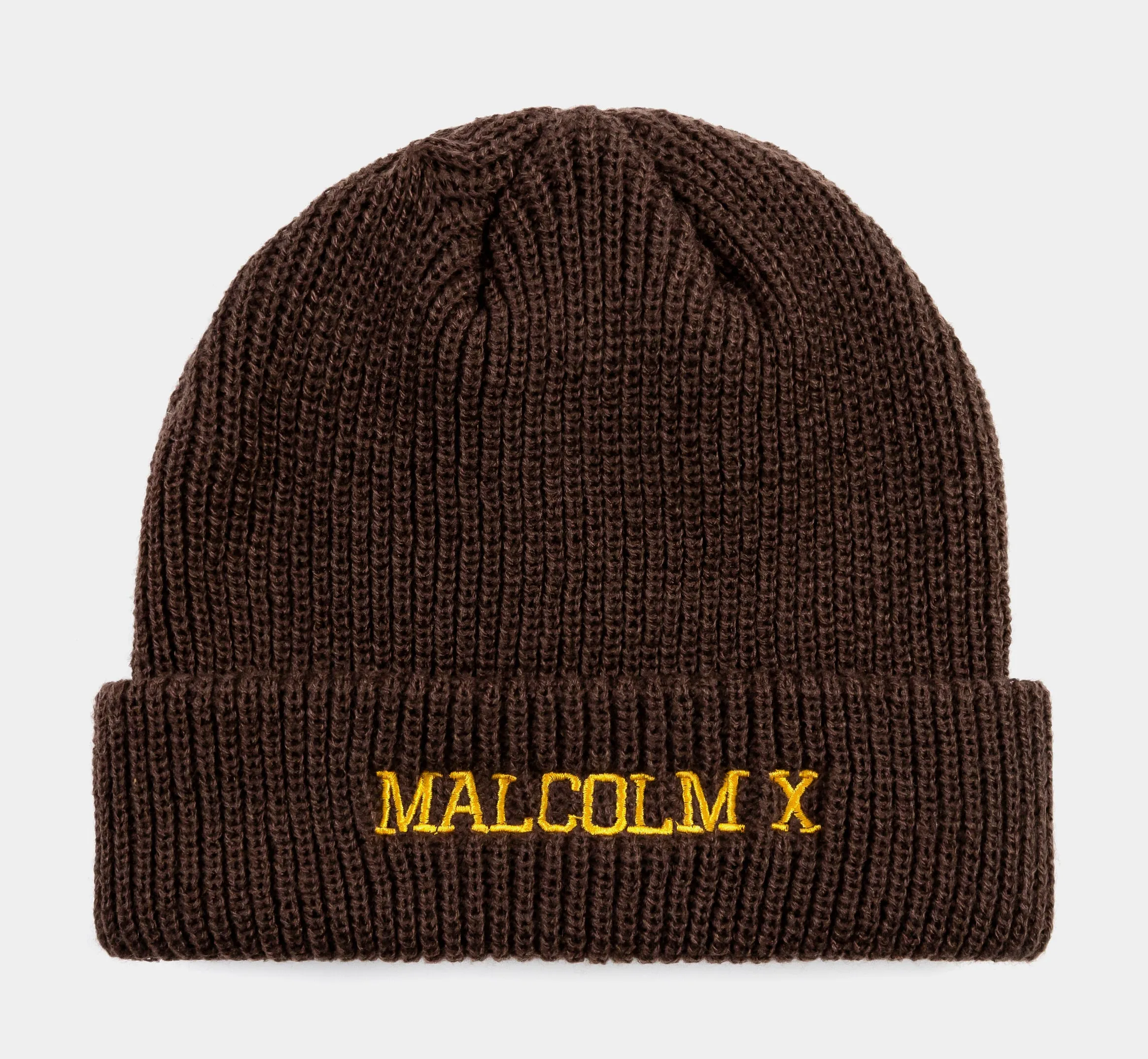 SP x Malcom X Patch Logo Beanie Mens Hat (Brown/Yellow)