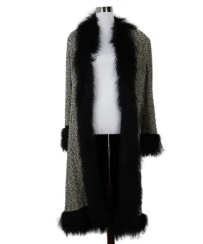 St. John B&W Knit & Lamb Fur Coat sz 12