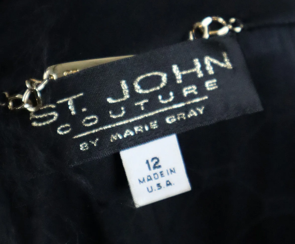 St. John B&W Knit & Lamb Fur Coat sz 12