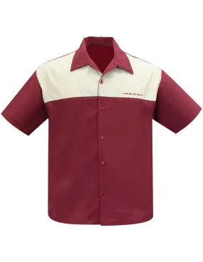 The Earl Bowling Shirt in Burgundy/Stone