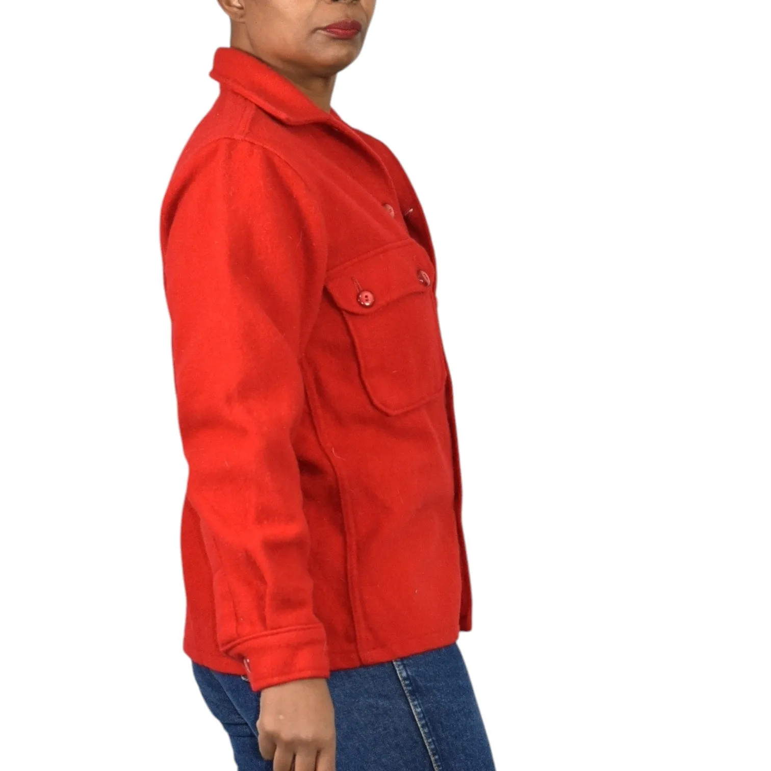 Vintage Boy Scouts Jacket Red Philmont Felt Bull Patch 60s Shirt Wool Camp Chore Shacket BSA 18 Boys