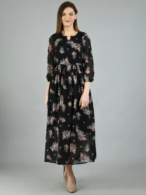 Women's Black Georgette Western long Dress