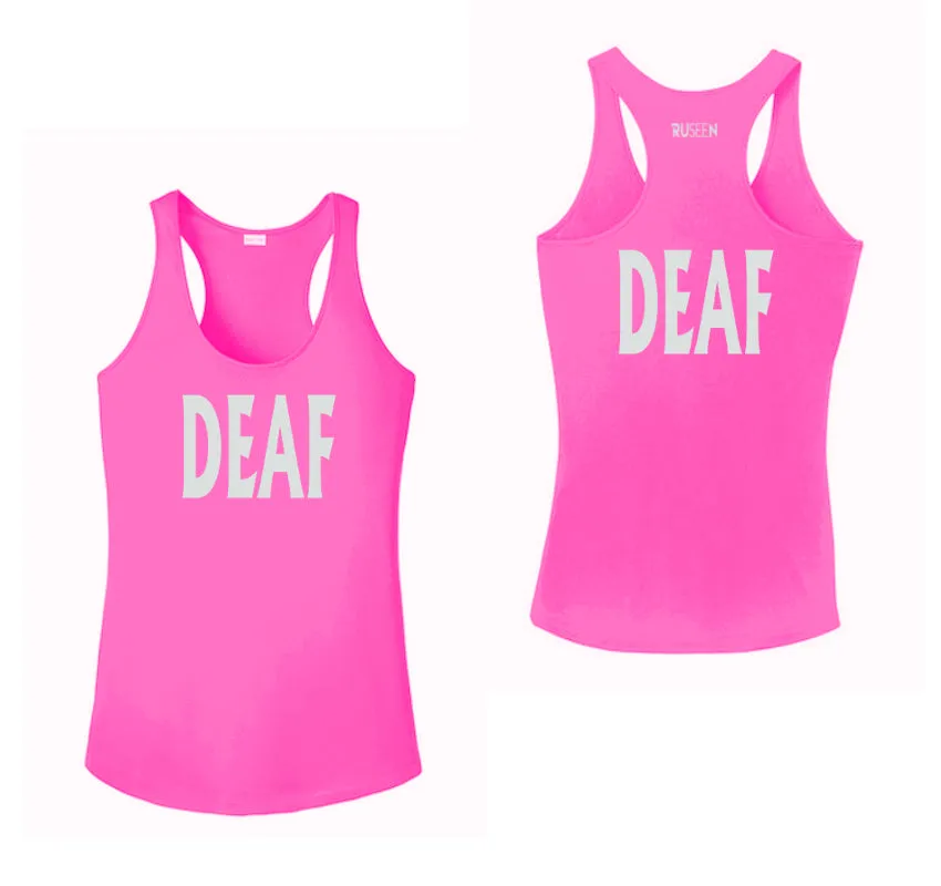 Women's DEAF Tank Top - Reflective or Black Text